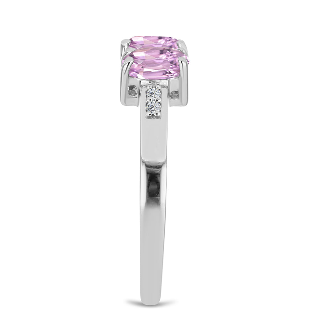 Anillo de Plata con Kunzita de Pala y Topacio Blanco