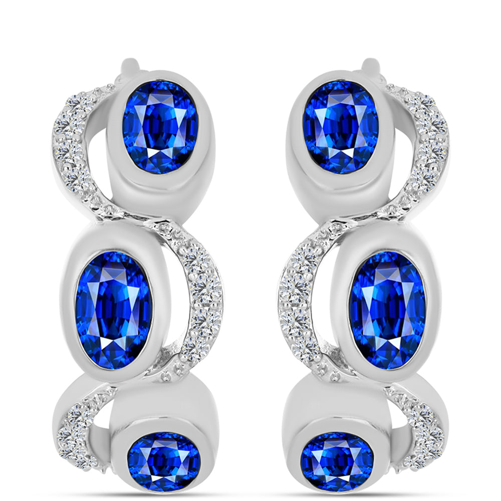 Pendientes de Plata con Zafiro Azul Australiano y Topacio Blanco
