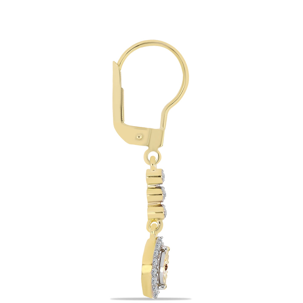 Pendientes de Plata Bañada en Oro con Diamante Cognac y Topacio Blanco