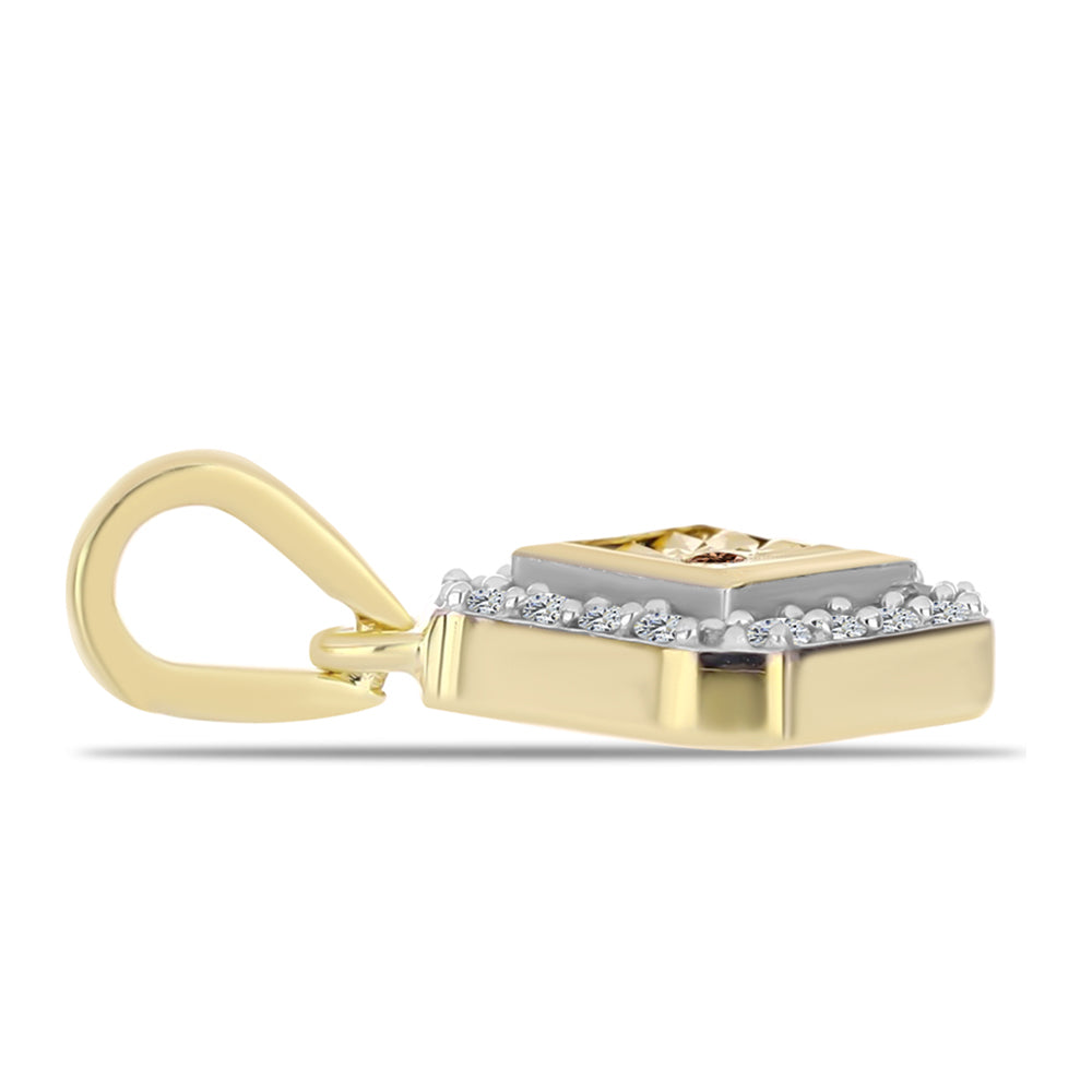 Colgante de Plata Bañada en Oro con Diamante Cognac y Topacio Blanco