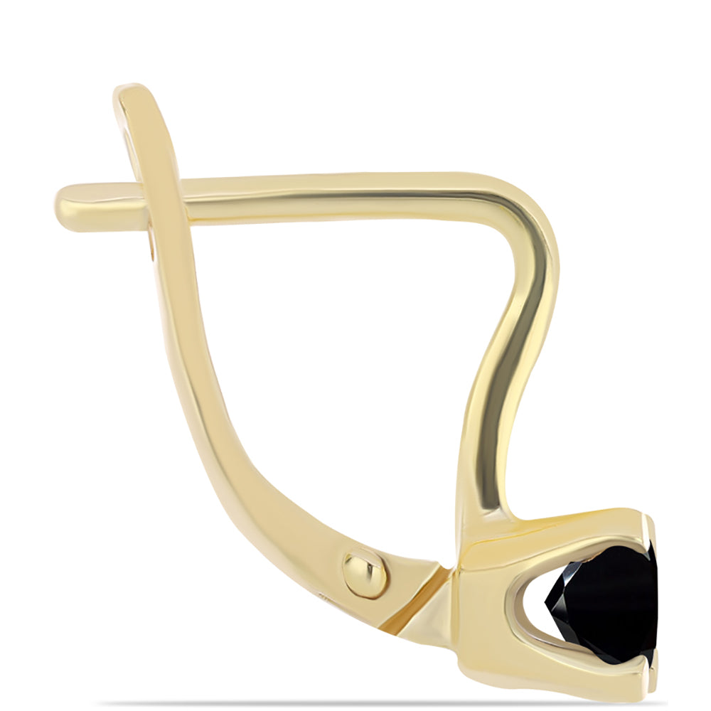 Pendientes de Plata Bañada en Oro con Ónix Negro