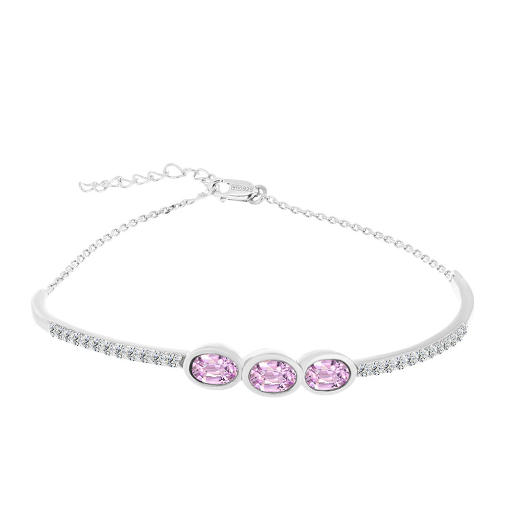 Pulsera de Plata con Kunzita de Pala y Topacio Blanco