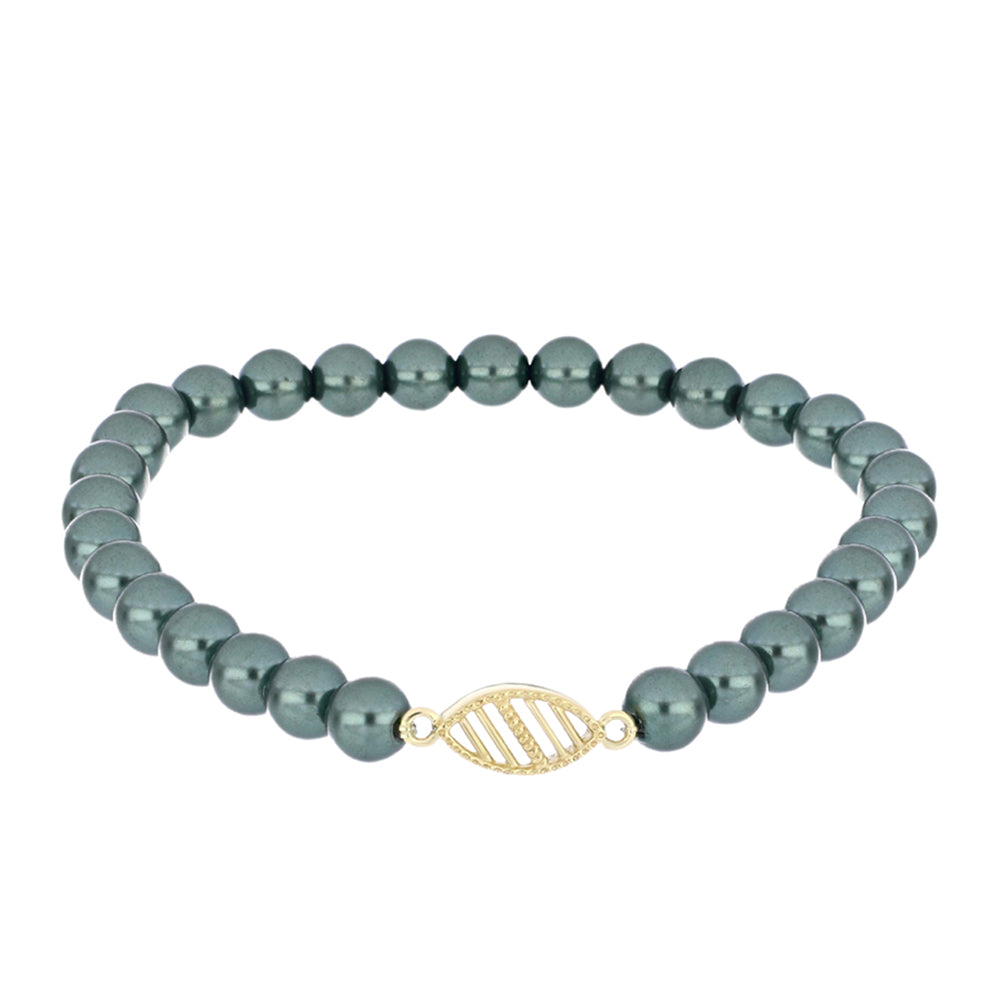Pulsera de Plata Bañada en Oro con Perla de río Tahiti verde ilusión