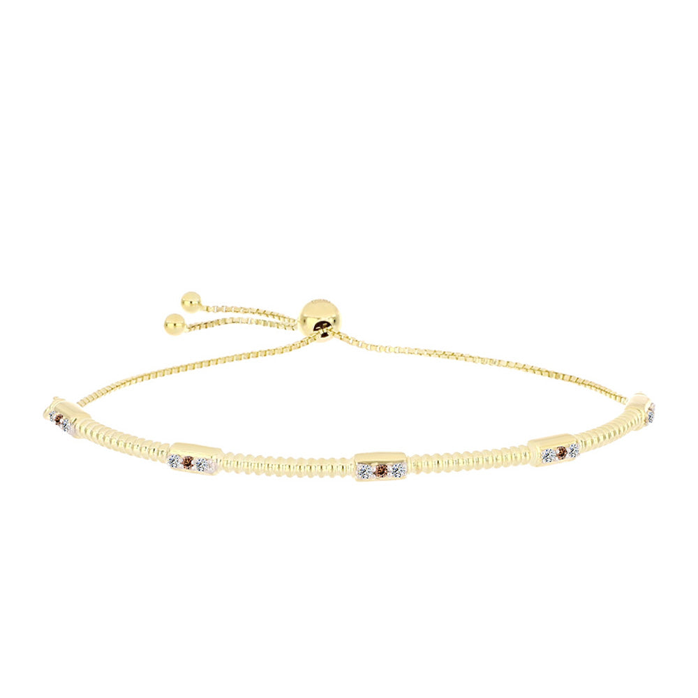 Pulsera de Plata Bañada en Oro con Diamante Cognac y Topacio Blanco
