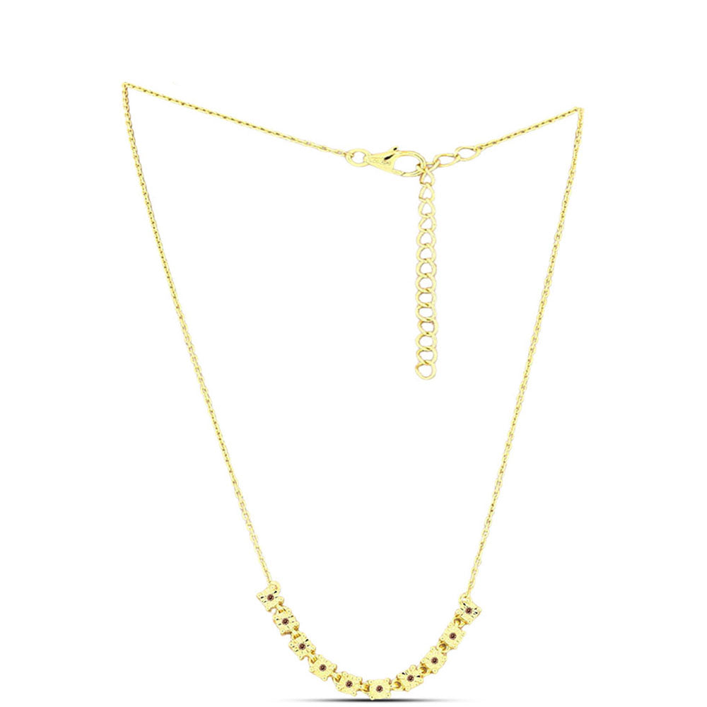 Collar de Plata Bañada en Oro con Diamante Cognac