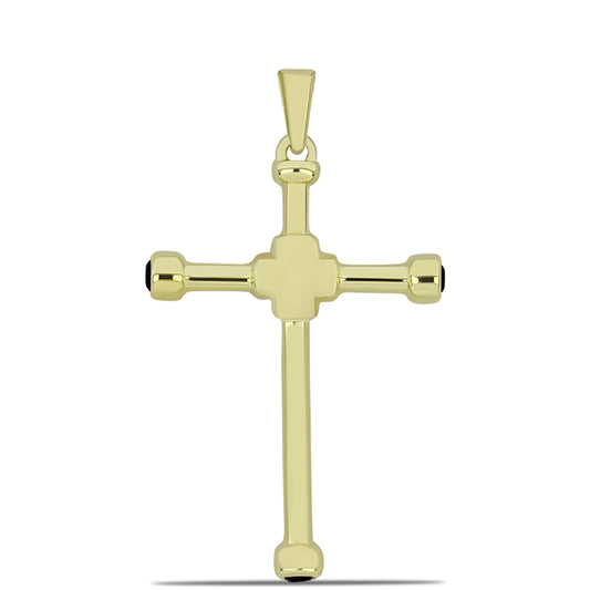 Colgante de Plata Bañada en Oro con Ónix Negro