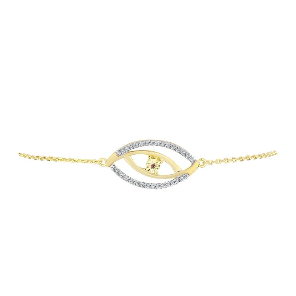 Pulsera de Plata Bañada en Oro con Diamante Cognac y Topacio Blanco