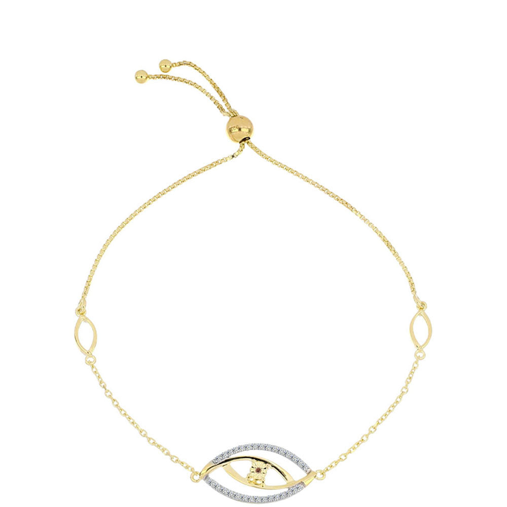 Pulsera de Plata Bañada en Oro con Diamante Cognac y Topacio Blanco