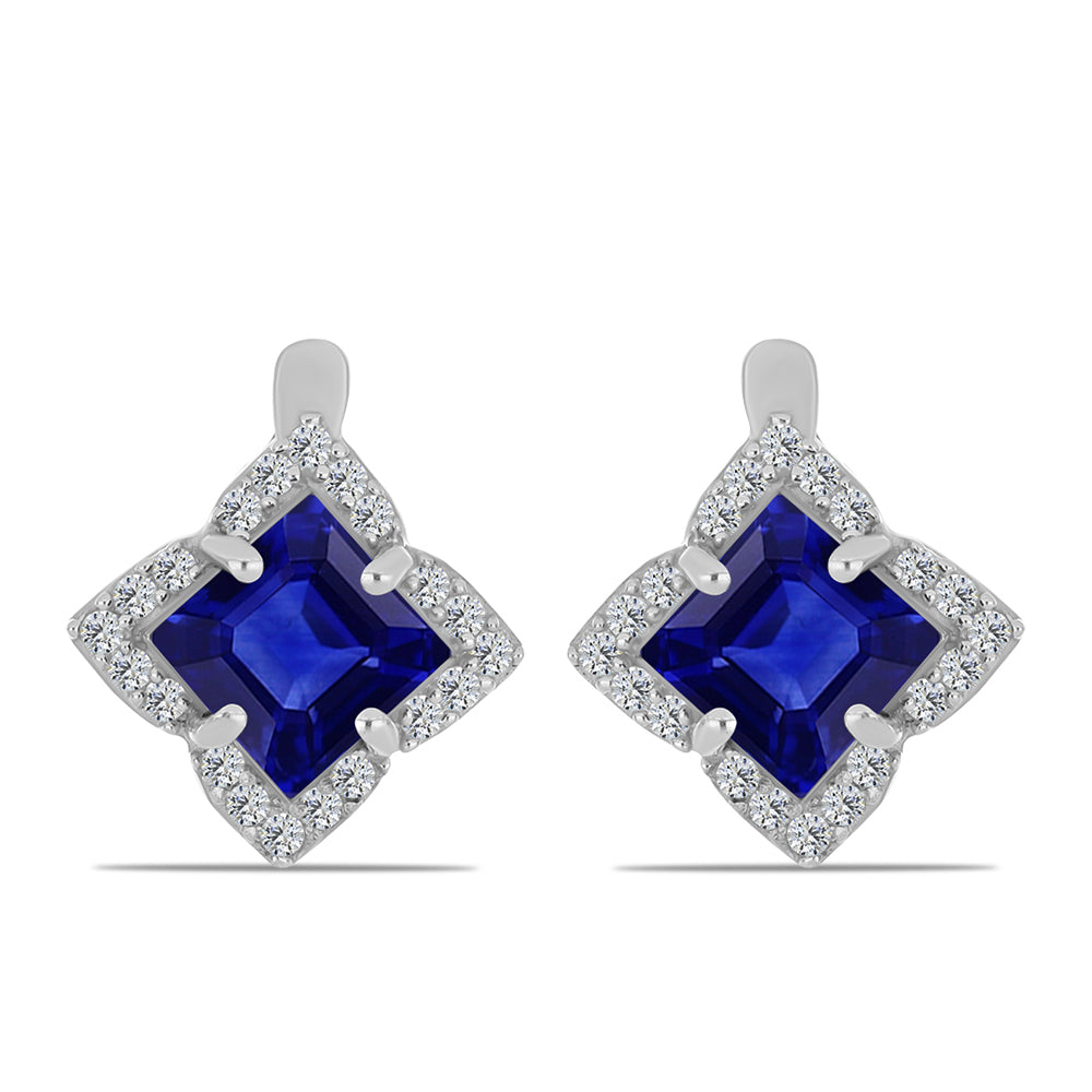 Pendientes de Plata con Zafiro Azul Australiano y Topacio Blanco