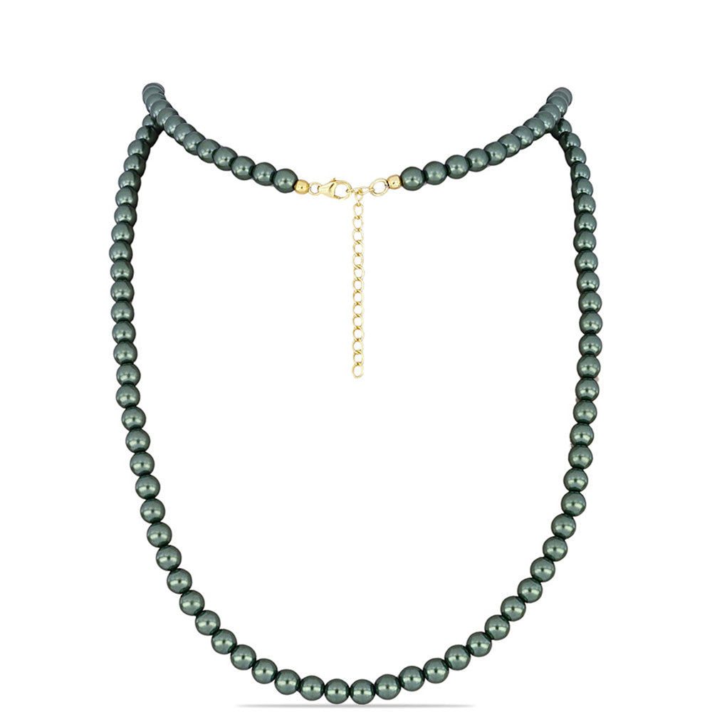 Collar de Plata Bañada en Oro con Perla de río Tahiti verde ilusión