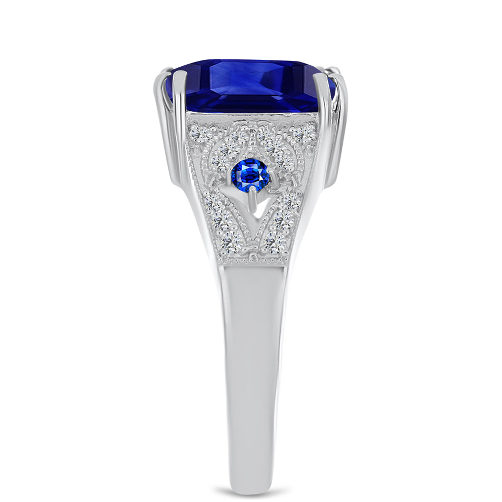 Anillo de Plata con Zafiro Azul Australiano y Topacio Blanco
