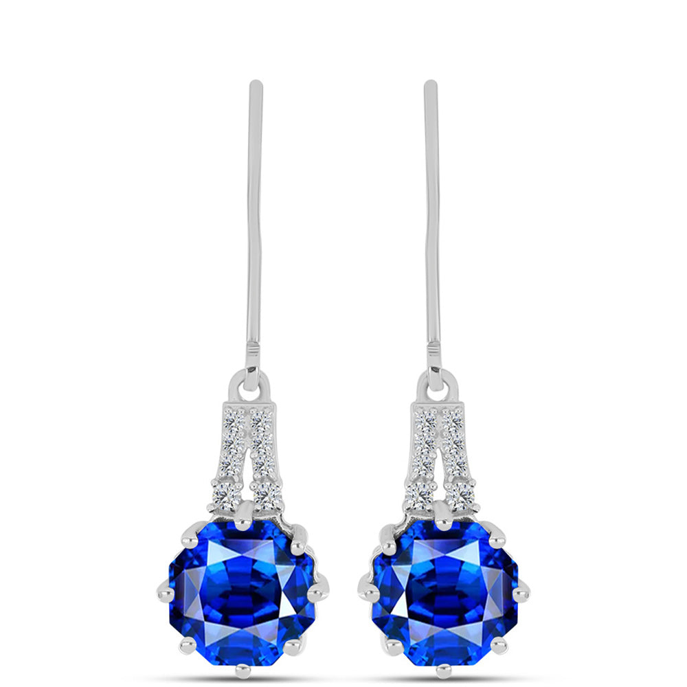 Pendientes de Plata con Zafiro Azul Australiano y Topacio Blanco