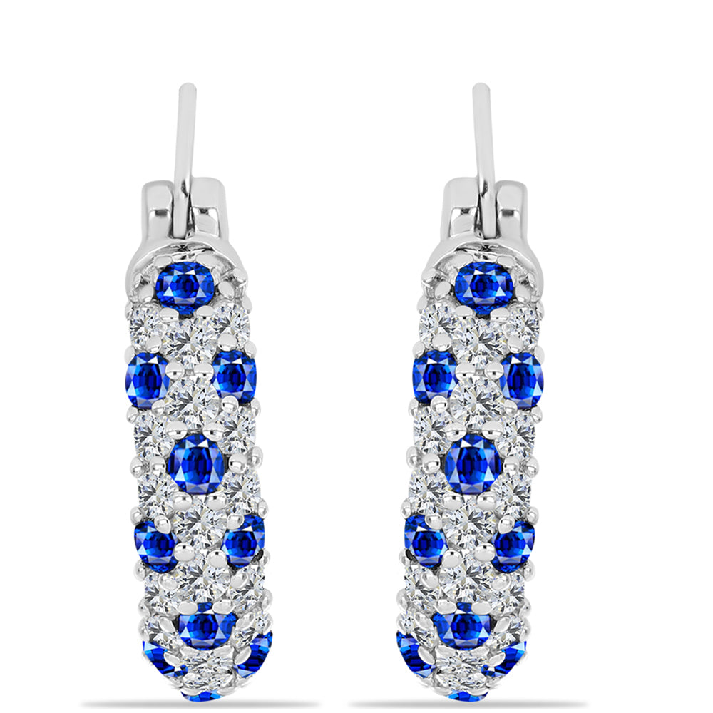 Pendientes de Plata con Zafiro Azul Australiano y Topacio Blanco