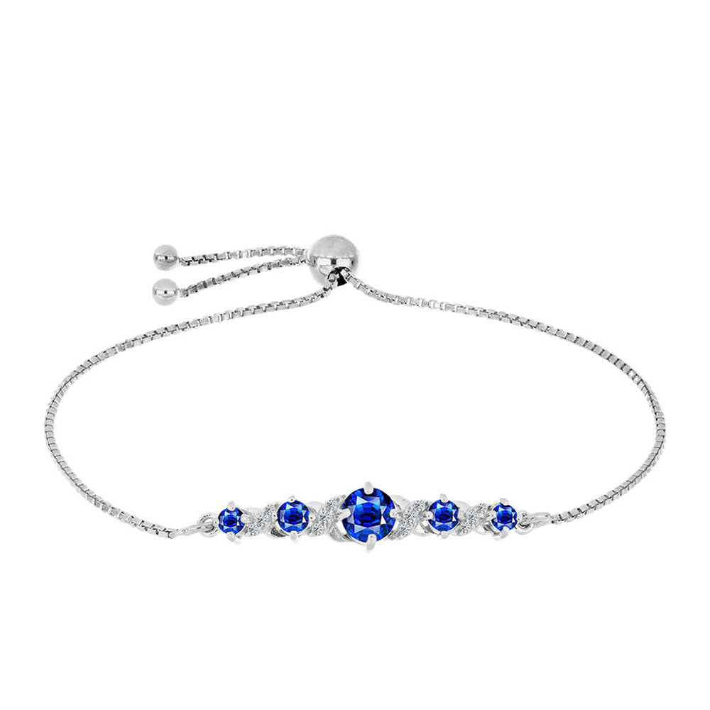 Pulsera de Plata con Zafiro Azul Australiano y Topacio Blanco