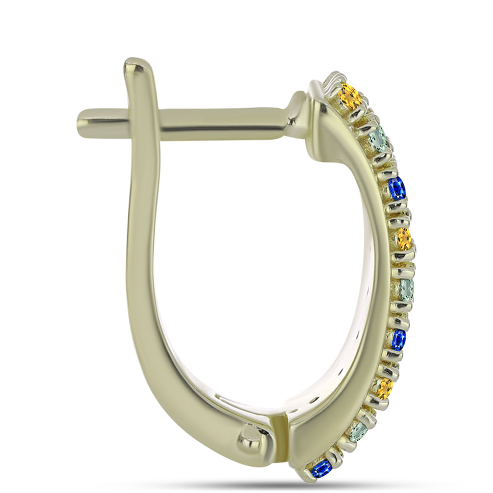 Pendientes de Plata Bañada en Oro con Zafiro Arco Iris