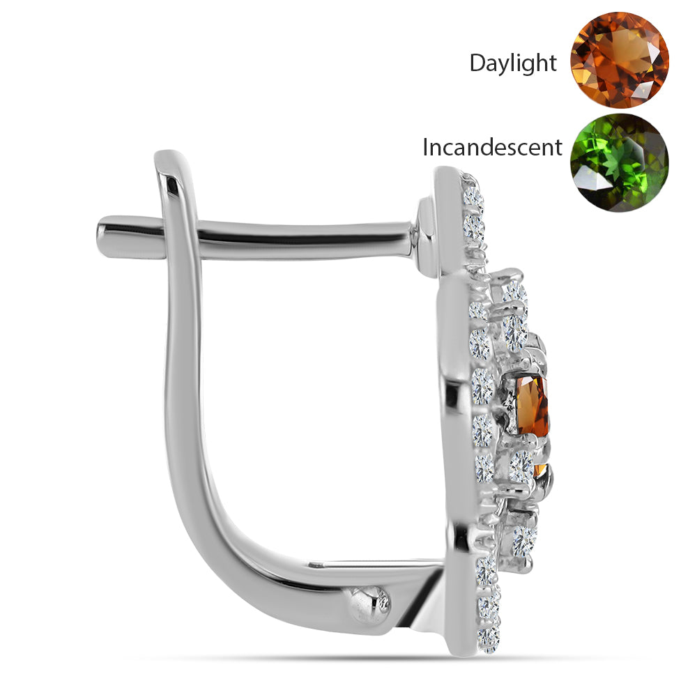 Pendientes de Plata con Zultanita de Anatolia certificado y cultivado en laboratorio y Topacio Blanco