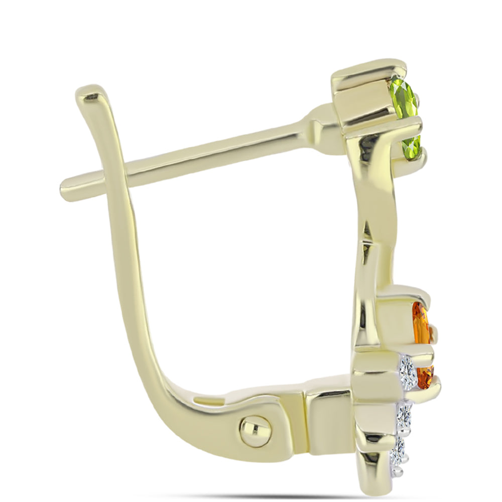 Pendientes de Plata Bañada en Oro con Zafiro Arco Iris y Topacio Blanco