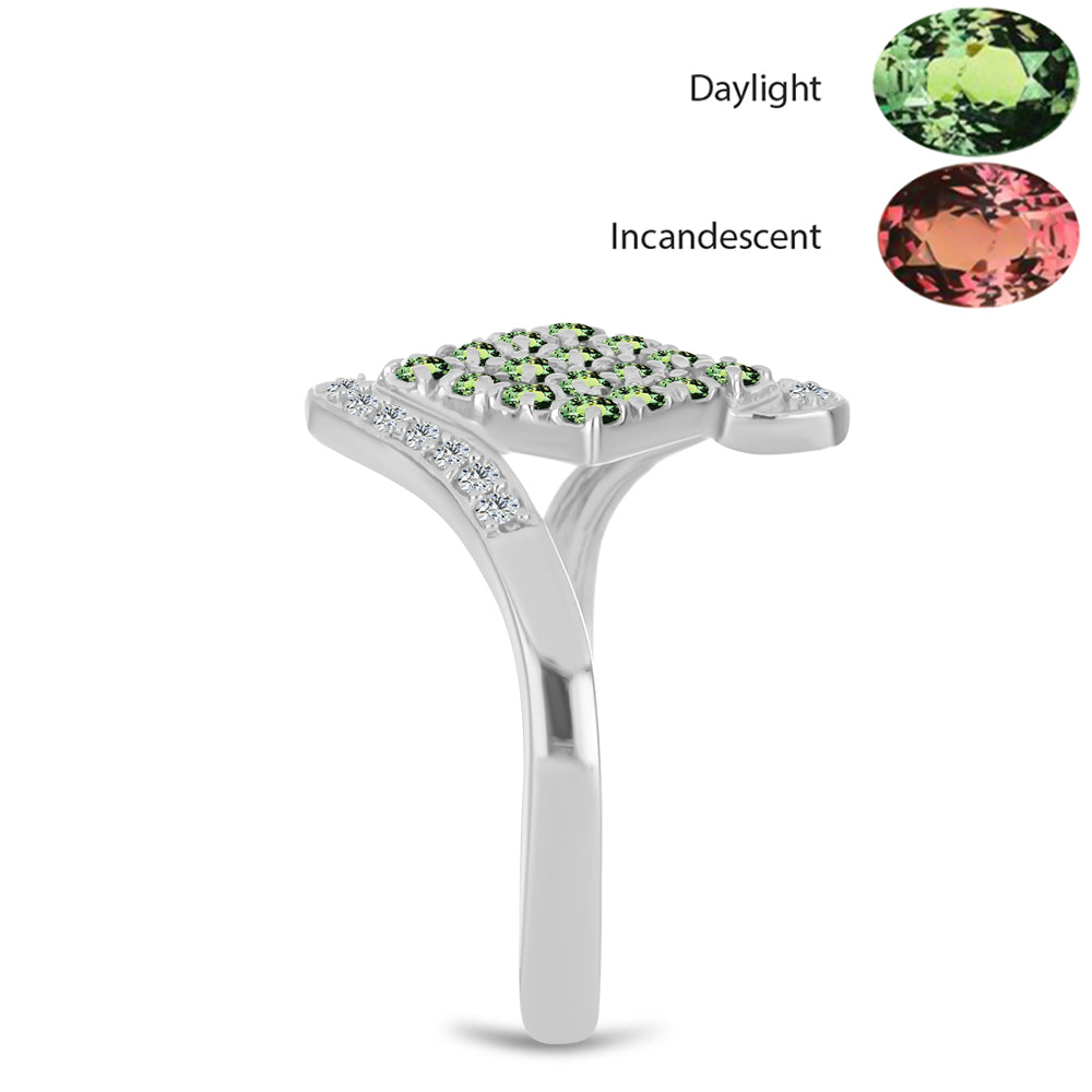 Anillo de Plata con Alejandrita natural y Topacio Blanco