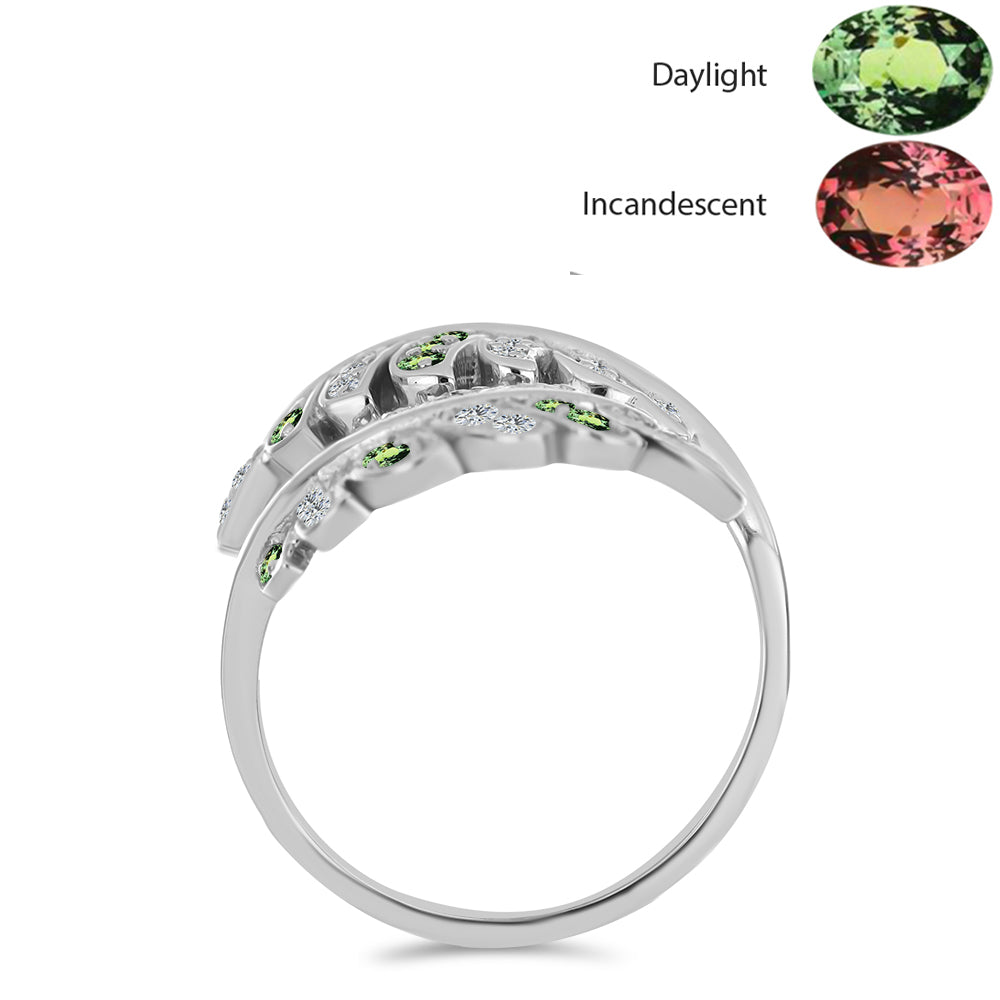Anillo de Plata con Alejandrita natural y Topacio Blanco