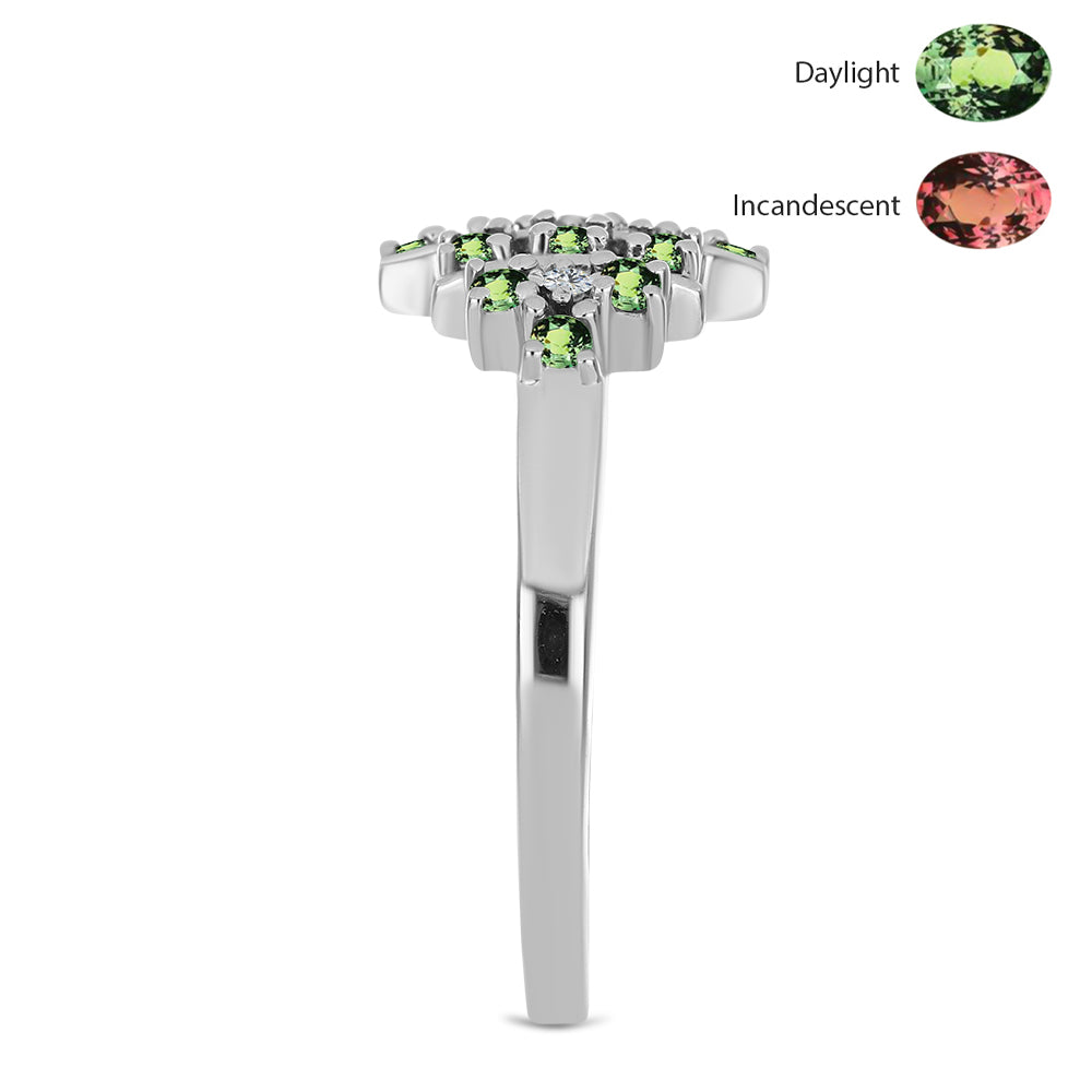 Anillo de Plata con Alejandrita natural y Topacio Blanco