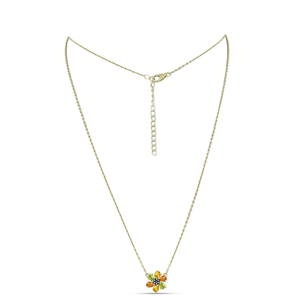 Collar de Plata Bañada en Oro con Zafiro Arco Iris