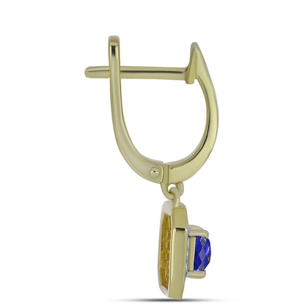 Pendientes de Plata Bañada en Oro con Lapislázuli y Topacio Blanco