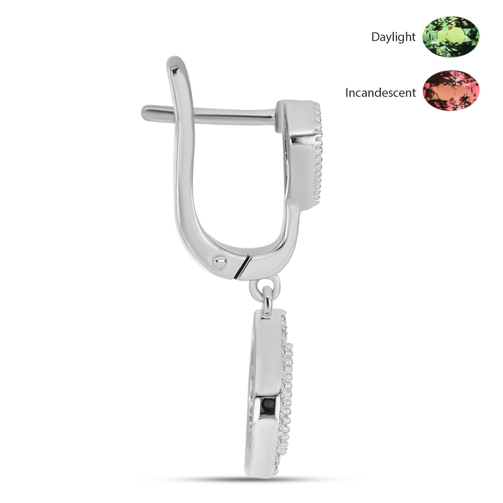 Pendientes de Plata con Alejandrita natural y Topacio Blanco