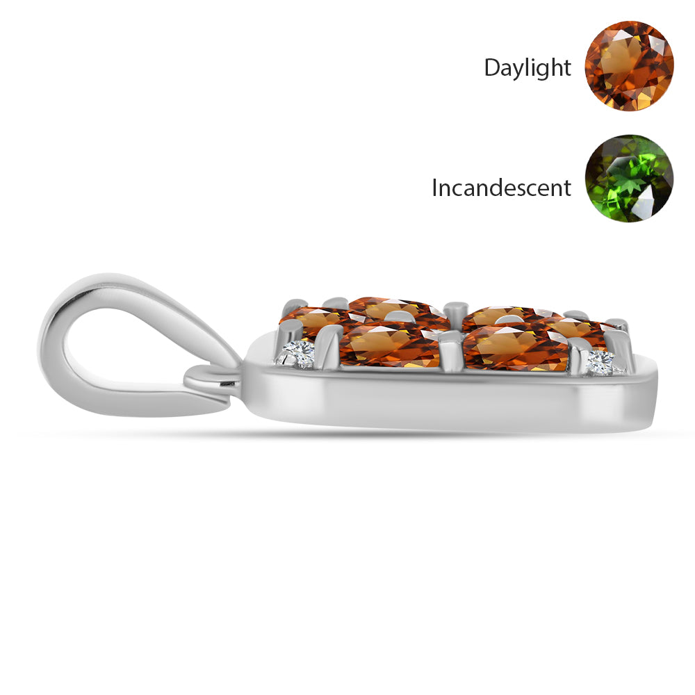 Colgante de Plata con Zultanita de Anatolia certificado y cultivado en laboratorio y Topacio Blanco