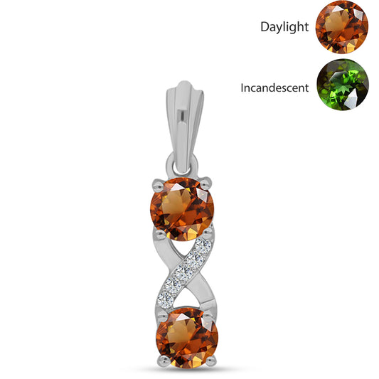 Colgante de Plata con Zultanita de Anatolia certificado y cultivado en laboratorio y Topacio Blanco