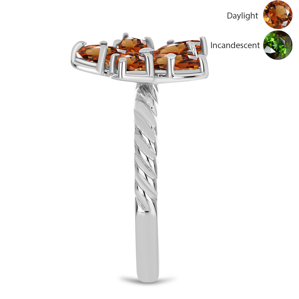 Anillo de Plata con Zultanita de Anatolia certificado y cultivado en laboratorio