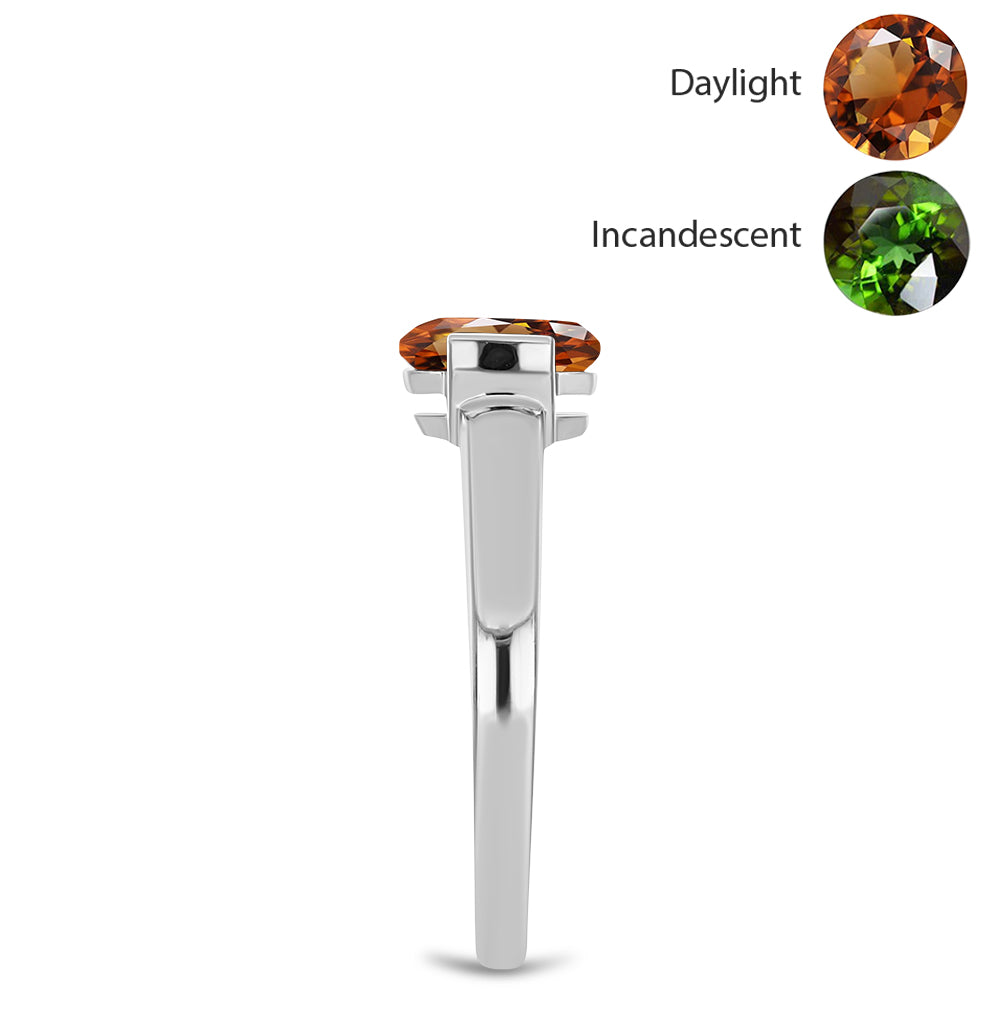 Anillo de Plata con Zultanita de Anatolia certificado y cultivado en laboratorio