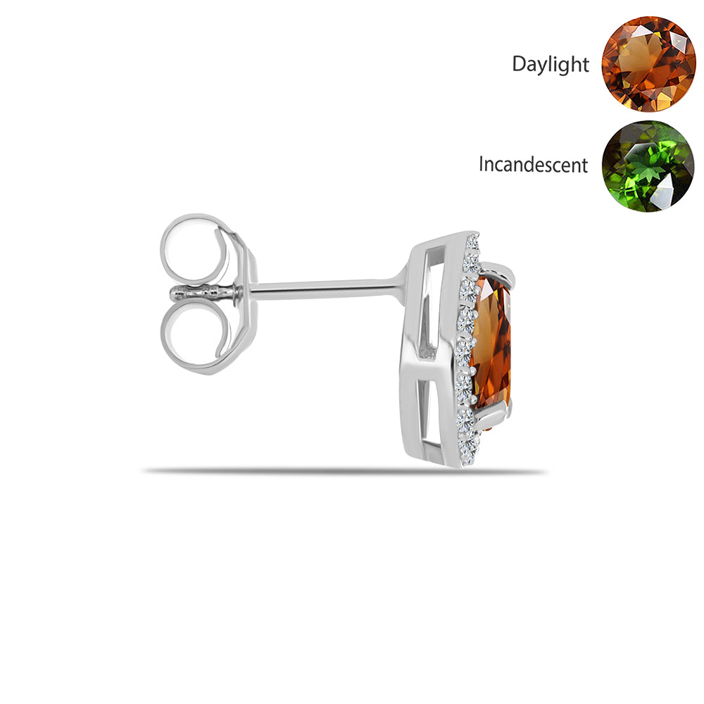 Pendientes de Plata con Zultanita de Anatolia certificado y cultivado en laboratorio y Topacio Blanco