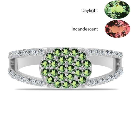 Anillo de Plata con Alejandrita natural y Topacio Blanco