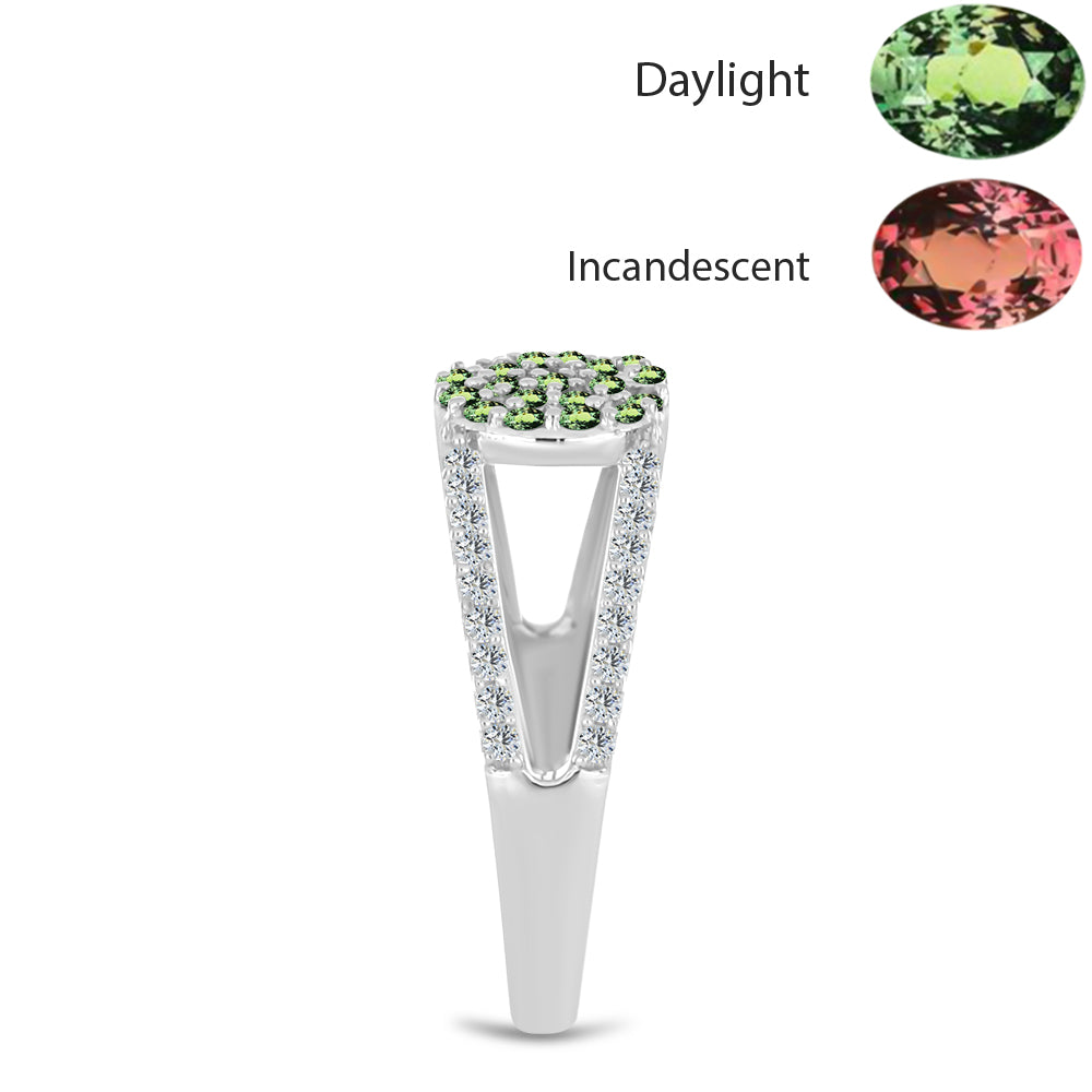 Anillo de Plata con Alejandrita natural y Topacio Blanco