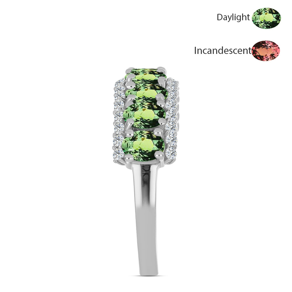 Anillo de Plata con Alejandrita natural y Topacio Blanco