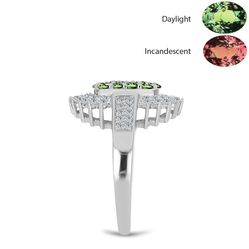 Anillo de Plata con Alejandrita natural y Topacio Blanco