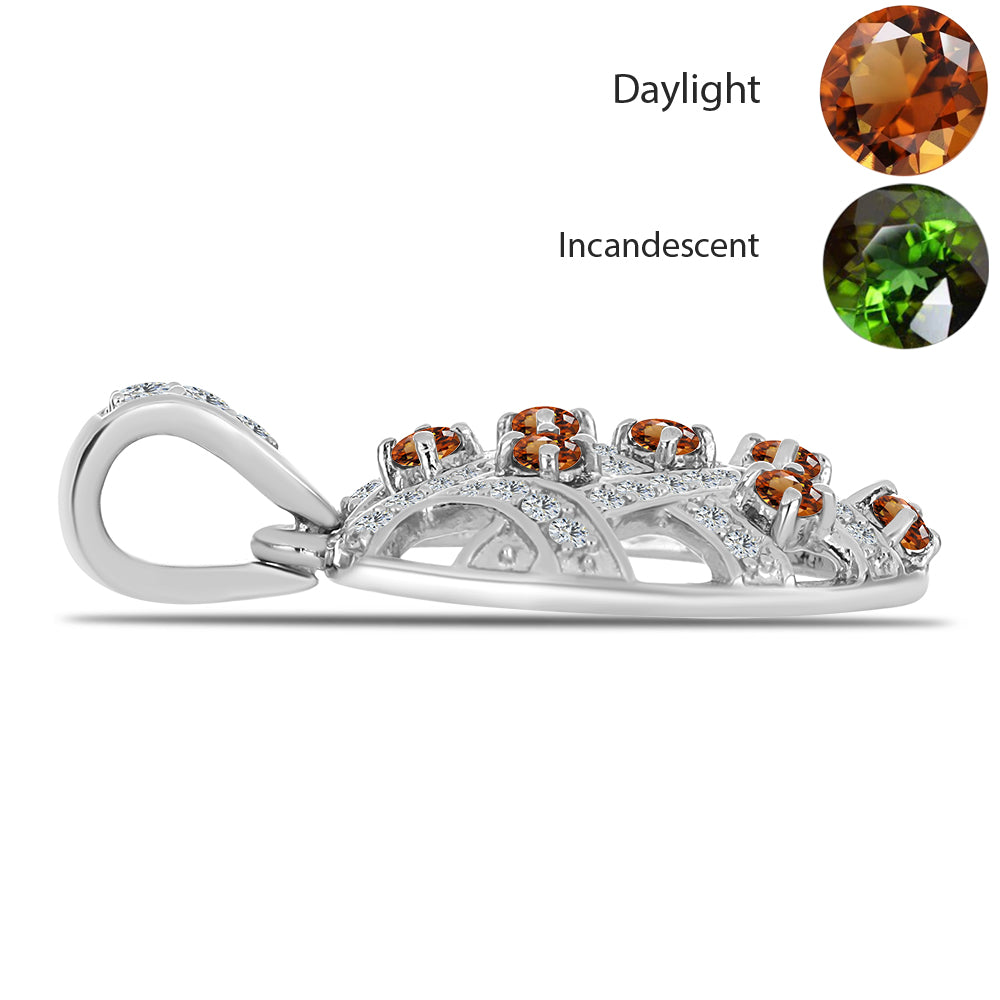 Colgante de Plata con Zultanita de Anatolia certificado y cultivado en laboratorio y Topacio Blanco