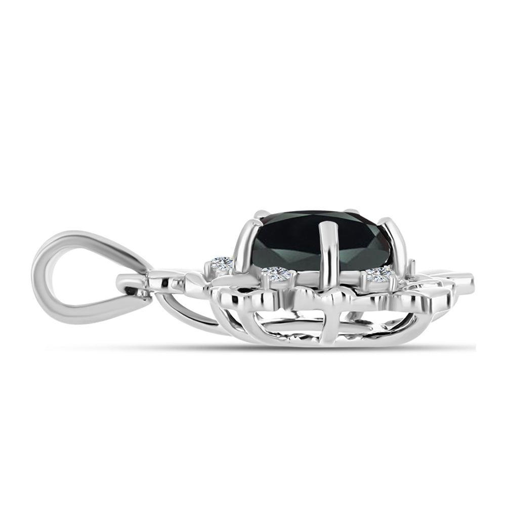 Colgante de Plata con Obsidiana y Topacio Blanco