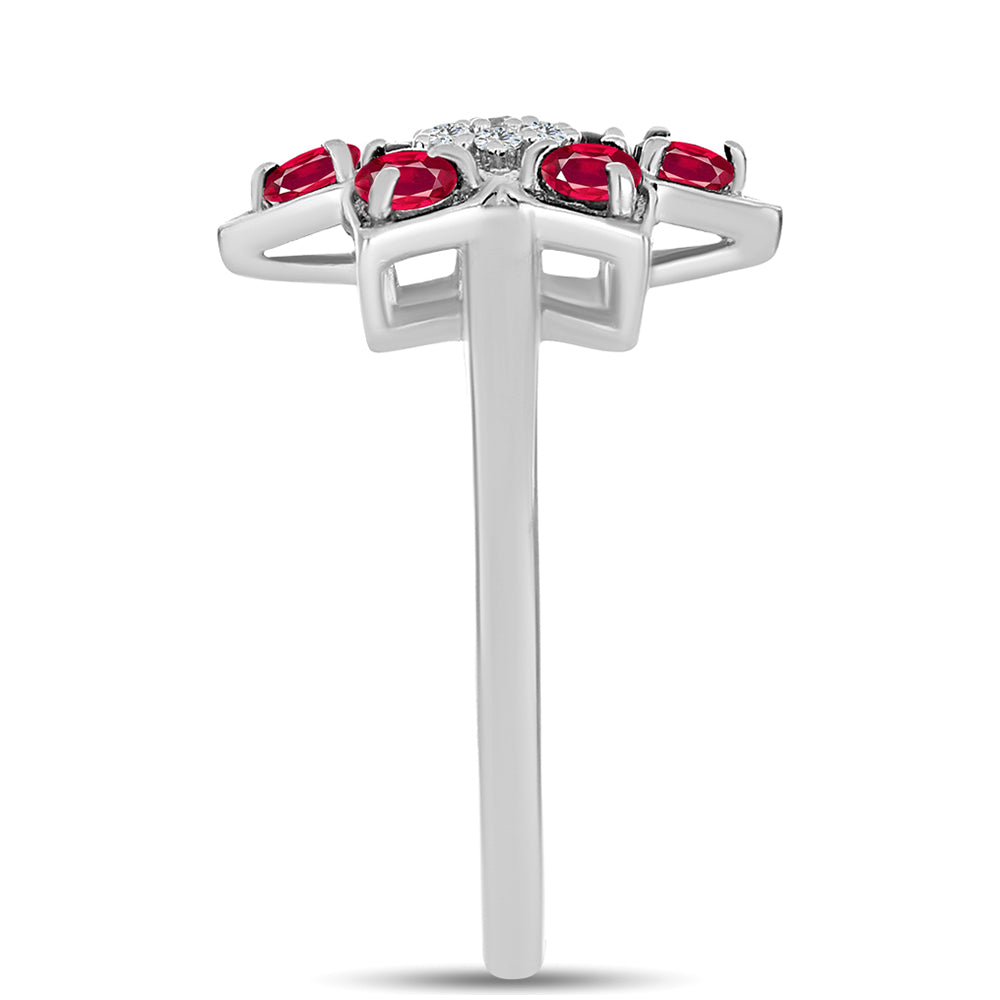 Anillo de Plata con Rubí de Madagascar y Topacio Blanco