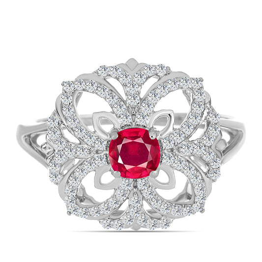 Anillo de Plata con Rubí de Madagascar y Topacio Blanco