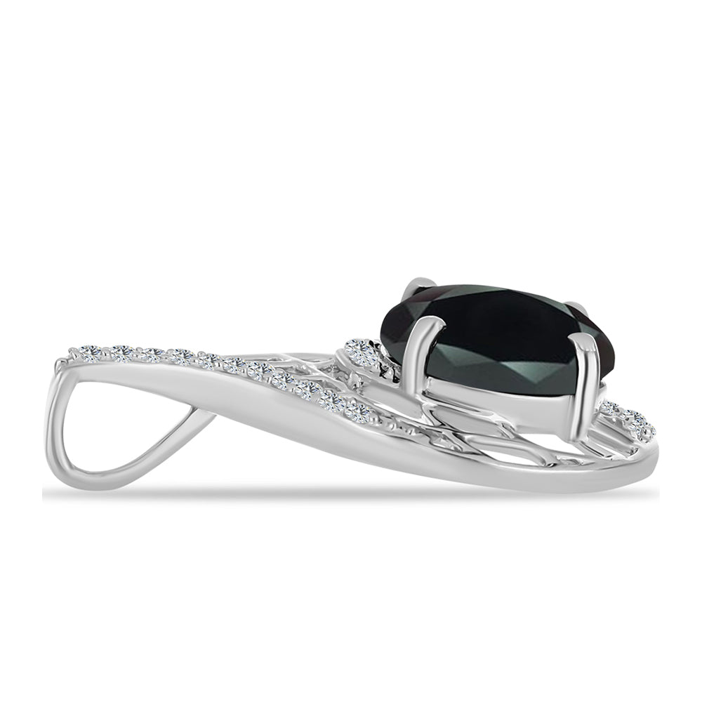 Colgante de Plata con Obsidiana y Topacio Blanco