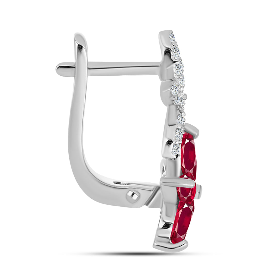 Pendientes de Plata con Rubí de Madagascar y Topacio Blanco