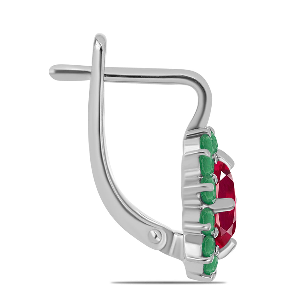 Pendientes de Plata con Rubí de Madagascar y Esmeralda de Brasil
