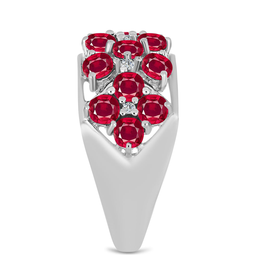 Anillo de Plata con Rubí de Madagascar y Topacio Blanco