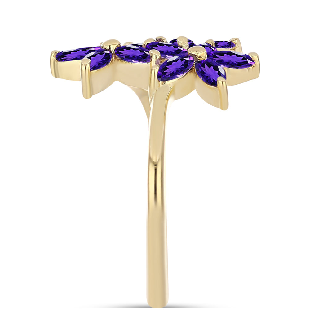 Anillo de Plata Bañada en Oro con Amatista de Marruecos