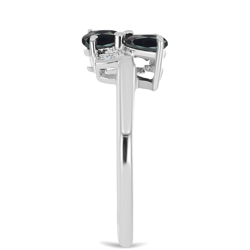 Anillo de Plata con Obsidiana y Topacio Blanco