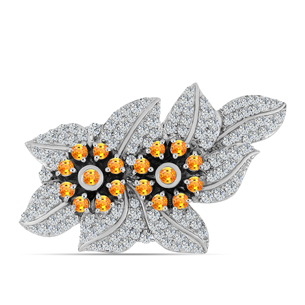 Broche de Plata con Zafiro Padparadscha y Topacio Blanco 1