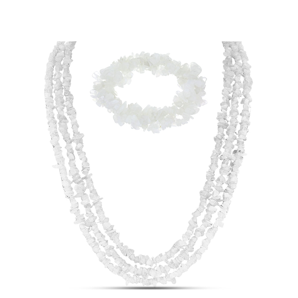 Conjunto Pepita con Piedra Lunar Arco Iris ( Collar +Pulsera )