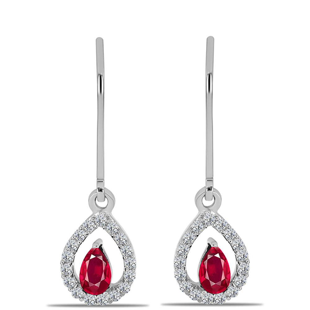 Pendientes de Plata con Rubí de Madagascar y Topacio Blanco