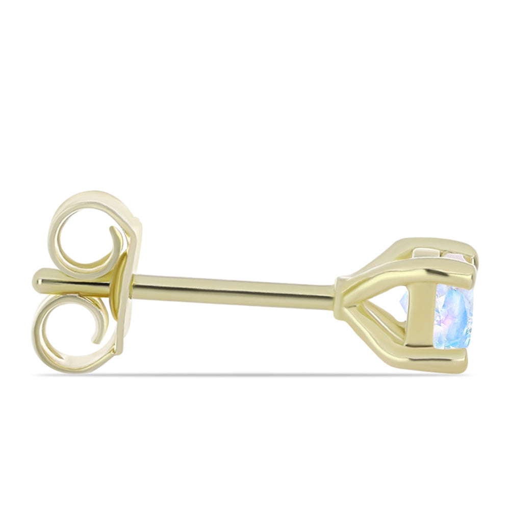 Pendientes de Plata Bañada en Oro con Piedra Lunar Arco Iris